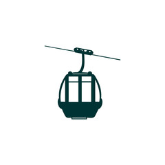 A minimalist, flat-style vector icon of a cable car or gondola suspended from a cable, rendered in a solid dark teal color against a white background. © Pernah