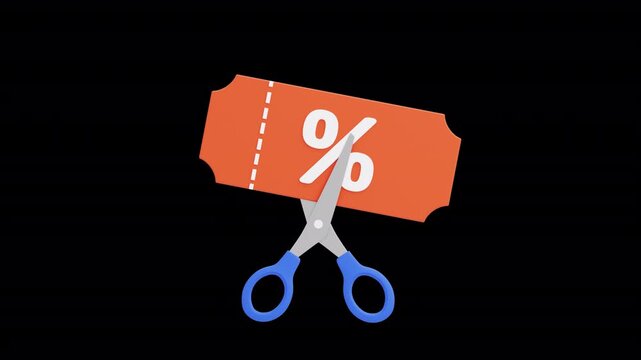 3D Coupon Cutting With Scissors Animation