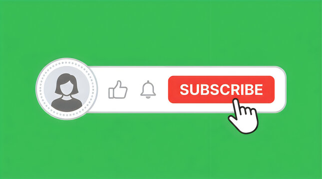 Hand clicking subscribe button on social media notification bar