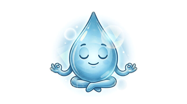 Meditating Waterdrop Vector Character in Lotus Pose