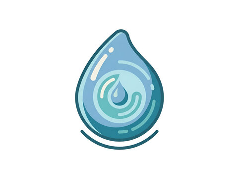 Waterdrop vector icon with blue ripple effect on white background