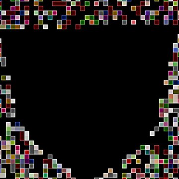 animated pixelated 3d cubes on black background, pixel art