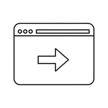 Browser window with arrow icon for website navigation and design projects.
