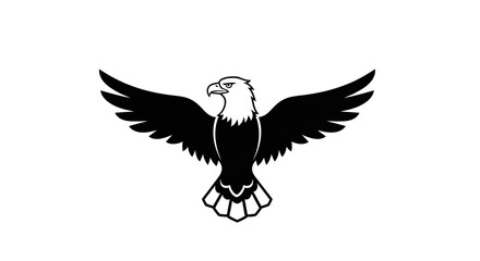 Fototapeta premium Majestic eagle silhouette with spread wings isolated graphic.