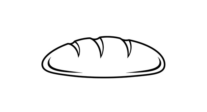 Minimalist bread loaf line art icon on white