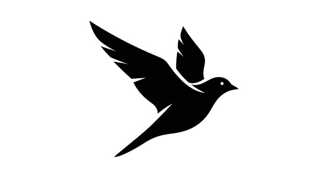 Minimalist flying bird graphic icon.