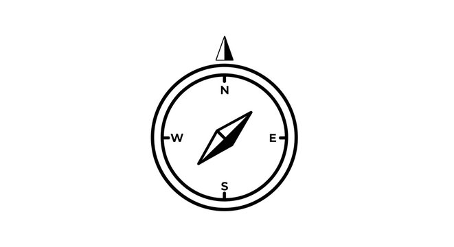 Minimalist linear compass icon for navigation and travel applications.