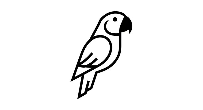 Minimalist parrot profile line art icon for tropical branding.