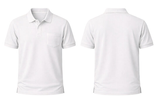 White polo shirt front and back views png isolated on transparent background