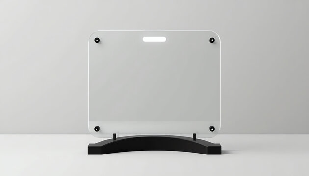 Aluminum Counter top Sign Holder & Sign Frame. Weighted Table Top Sign Frame Double LL Sign Holder Super Click Mount. 3d render illustration.
