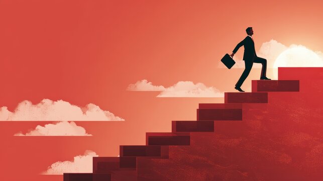 business male stand and feel happy on the most hight at the target, success, leader, teamwork, target, Aim, confident, achievement, goal, on plan, finish, generate by AI
