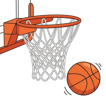 Basketball hoop with net and ball motion vector illustration basketball illustration background exercise activity athletic professional competition backboard practice training