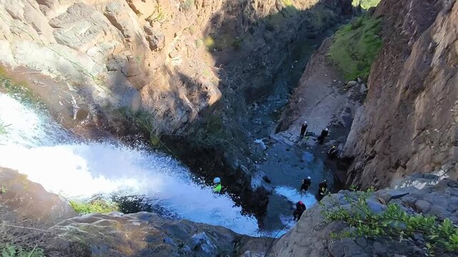 Canyoning at the Dangerous Waterfall in Chile