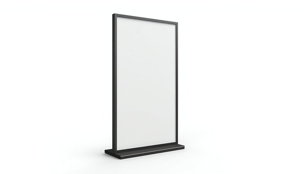 Blank white pylon banner mockup, front view, isolated, 3d rendering. Empty outdoor signage mock up. Clear street poster billboard for advertising. Display outside sign template