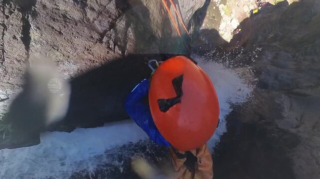 Canyoning at the Dangerous Waterfall in Chile