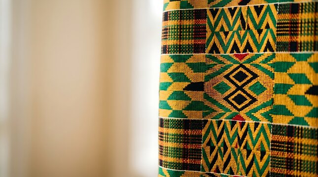 Close up of traditional african woven kente fabric