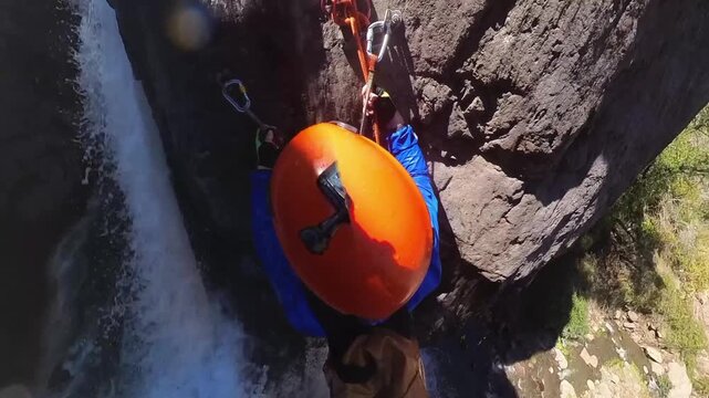 Canyoning at the Dangerous Waterfall in Chile