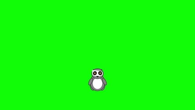 Cute Cartoon Lemur Character Flying on Green Screen Chroma Key