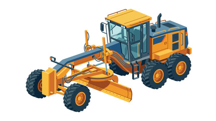 Fototapeta premium Isometric Motor Grader Heavy Construction Vehicle Illustration