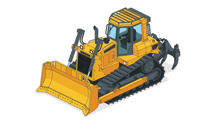 Fototapeta premium Isometric Yellow Bulldozer Construction Vehicle