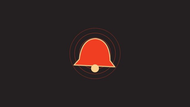 Animated notification bell with pulsing alert rings for social media and digital ui interface animation 4k