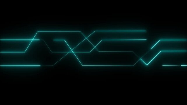 abstract technology background with neon cyne lines seamless looping motion.. 4k video.