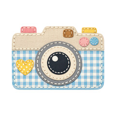 Plakat PNG Cute patchwork camera illustration.