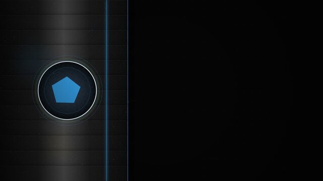 Dark abstract technology background with blue geometric shape