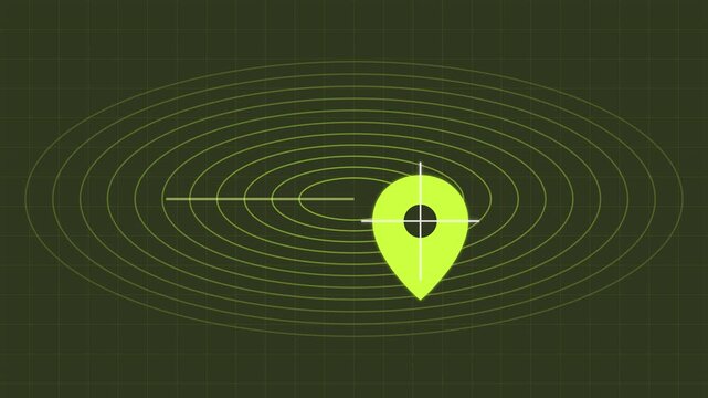 Digital map location pin radar scanning animation for navigation and gps tracking technology 4k