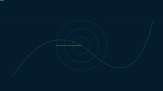 Digital radar scanner interface with rotating beam and sine wave motion animation 4k technology