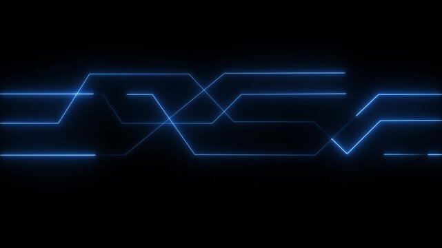 abstract technology background with neon blue lines seamless looping motion.. 4k video.
