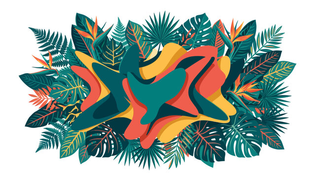 Abstract Tropical Leaves & Shapes - Vibrant Jungle Illustration