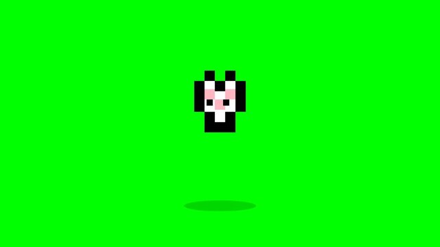 Pixel Art Character Animation on Green Screen Background.
