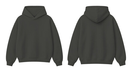 Ash Gray Oversized Hoodie Isolated on Transparent Background Front and Back View © Drip