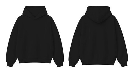 Black Oversized Hoodie Isolated on Transparent Background Front and Back View © Drip