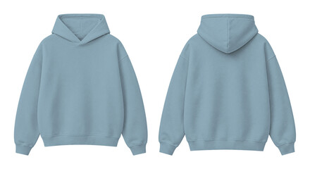Baby Blue Oversized Hoodie Isolated on Transparent Background Front and Back View © Drip