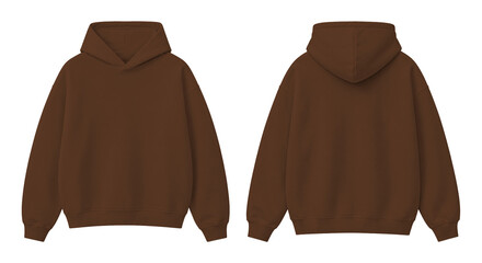 Brown Oversized Hoodie Isolated on Transparent Background Front and Back View © Drip