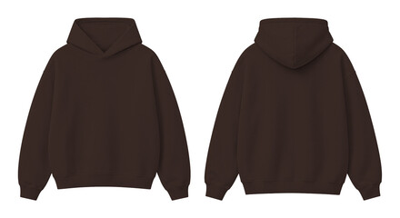 Dark Brown Oversized Hoodie Isolated on Transparent Background Front and Back View © Drip