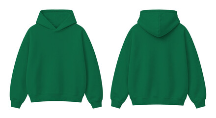 Kelly Green Oversized Hoodie Isolated on Transparent Background Front and Back View © Drip