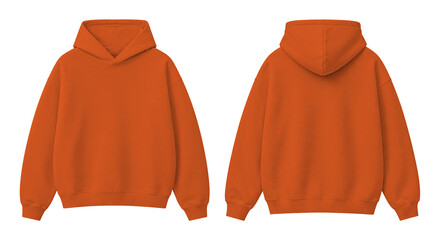 Lava Orange Oversized Hoodie Isolated on Transparent Background Front and Back View © Drip