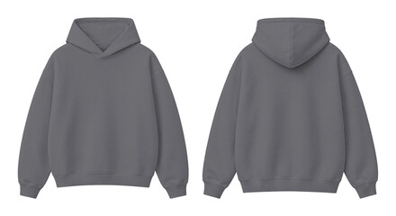 Light Gray Oversized Hoodie Isolated on Transparent Background Front and Back View © Drip