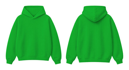 Lime Green Oversized Hoodie Isolated on Transparent Background Front and Back View © Drip