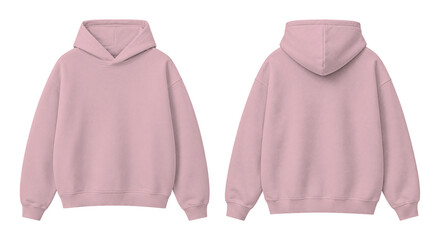 Light Pink Oversized Hoodie Isolated on Transparent Background Front and Back View © Drip