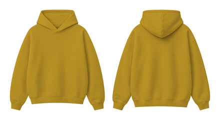 Mustard Yellow Oversized Hoodie Isolated on Transparent Background Front and Back View © Drip