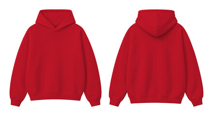Red Oversized Hoodie Isolated on Transparent Background Front and Back View © Drip