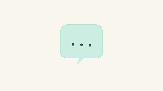 Minimalist chat bubble animation with typing dots for digital communication and messaging concepts 4k
