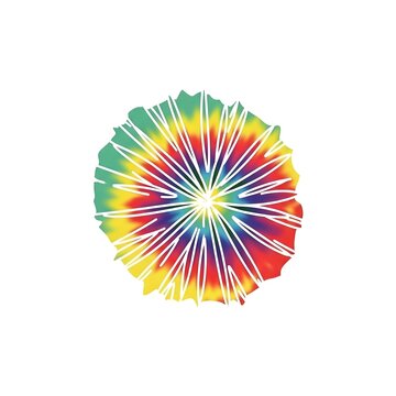 Colorful radial tye dye vector burst pattern on white background