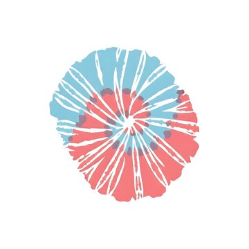 Abstract coral and light blue tye dye vector radial burst