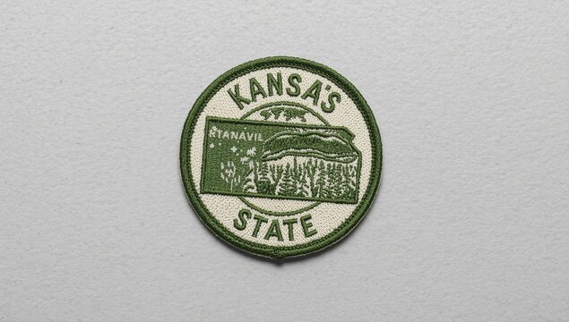 Kansas State patch on gray backdrop