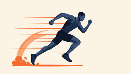 Obraz premium Powerful male athlete in a full sprint race motion with competition movement training exercise performance velocity